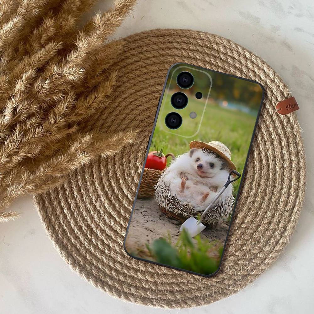Phone Case For Samsung S25,S24,S21,S22,S23,S30,Ultra,S20,Plus,Fe,Lite,Note,10,9,Cute Animal Hedgehog 5G Black Cover