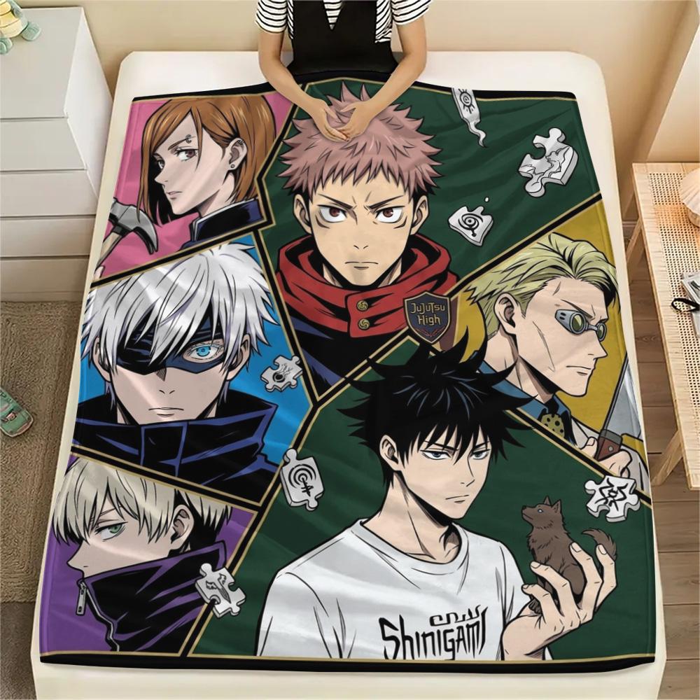1PC Jujutsu Kaisen Patterned Flannel Blanket Suitable For All Seasons For Home Decor Warmth And Comfort Gifts Holiday Present
