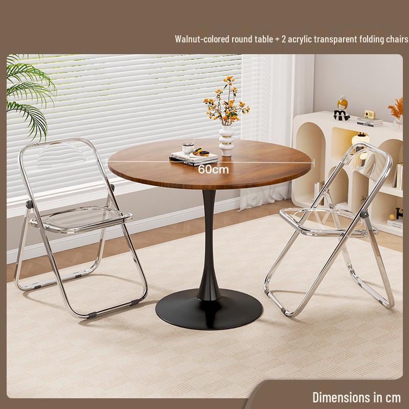 Compact Round Table: Ideal for Balcony, Living Room, or Business Meetings