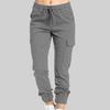 Side Pockets Ankle Banded Women Pants Slim Drawstring Mid Waist Sweatpants Streetwear