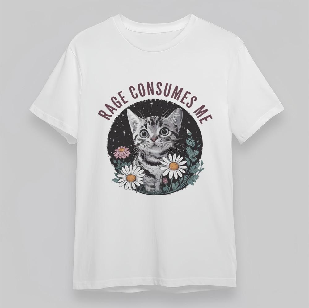 

Women s Plus Size Classic T-Shirt Night Sky Kitty Daisy Flower Cute Graphic Tee 4XL