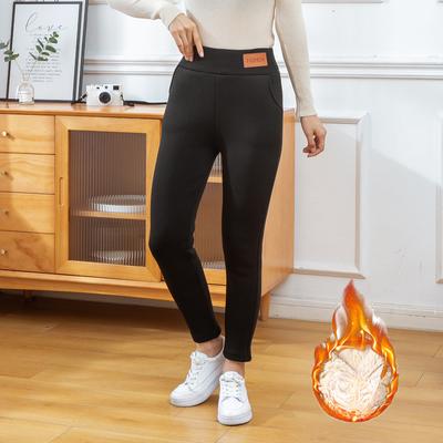 Leggings Ultra épais en cachemire d'agneau pour femmes, nouveau pantalon chaud élastique en peluche et épaissi, taille haute, pour l'hiver