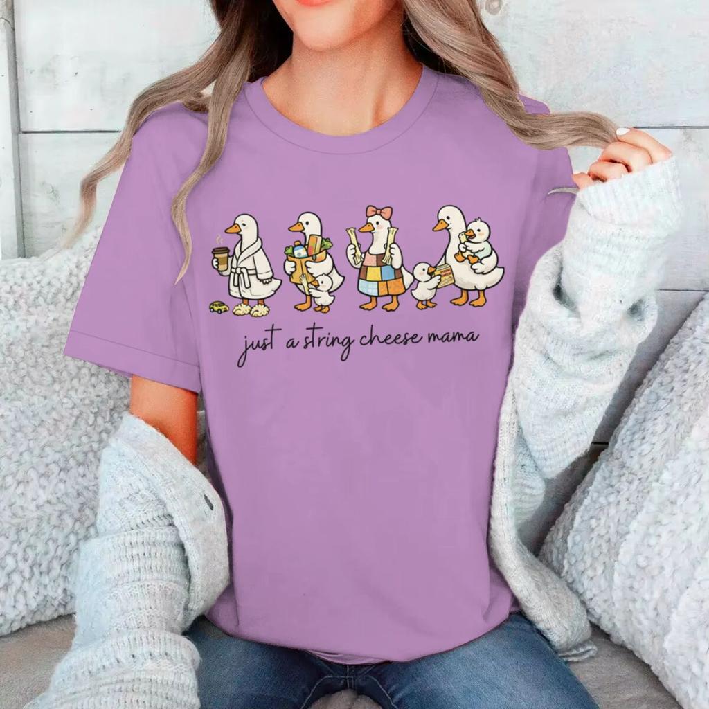 Just A String Cheese Mama Fun Duck Mom Tshirt Mama Life Graphic Tee Fashion Mothers Day Gift For Mommy Unisexs Tshirts