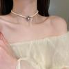 Twist winding multi-layer pearl necklace French retro fashion temperament collarbone chain personalized versatile design sense necklace