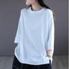 Cotton Seven Quarter Sleeved T-shirt for Women's Short Sleeved Summer 2025 New Loose Base Shirt with Solid Color Inside To Make You Look Slimmer