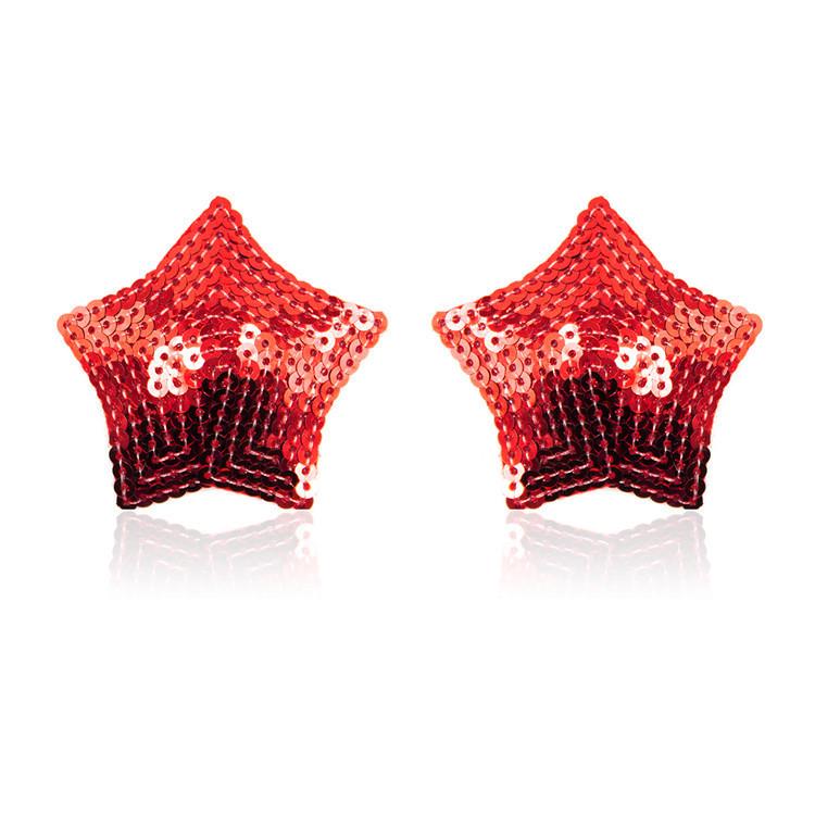 Heart-Shaped Sequin & Star Nipple Pasties with Tassels - Silicone Bra Accessory
