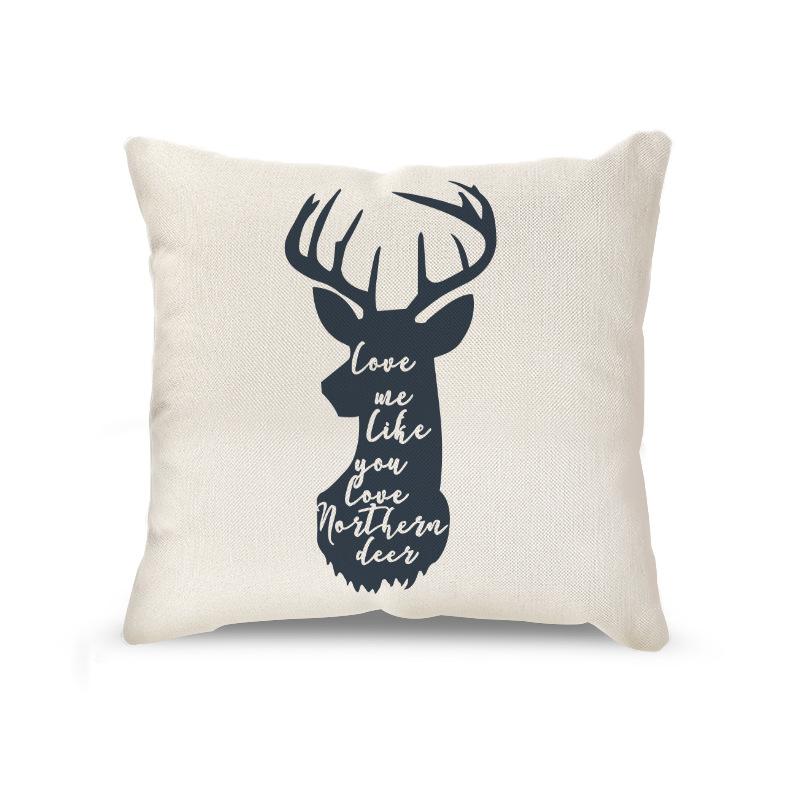 

Скандинавский лен Лось Геометрический Письмо Наволочка Лен Диван Автомобильная подушка Дизайн Письмо Спинка 45 * 45 without core