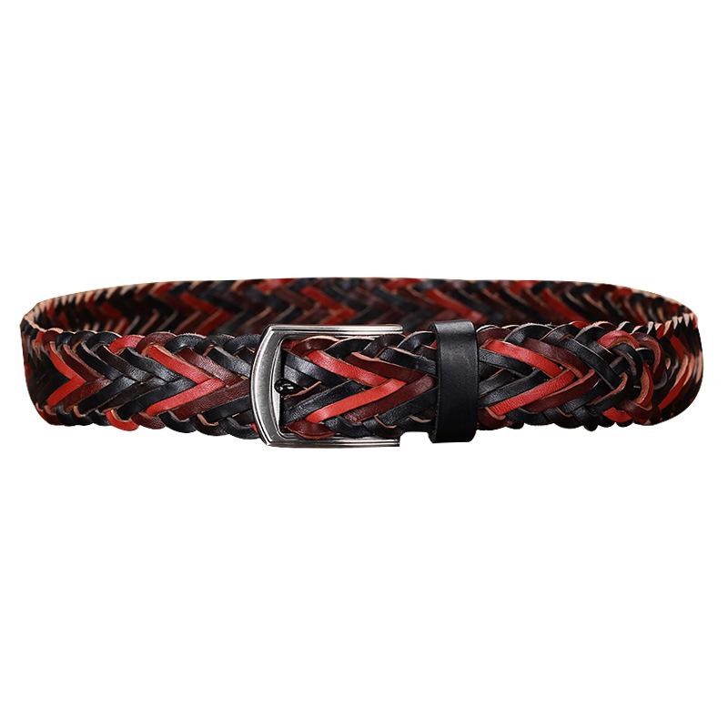 Ladies Belt Hand-Woven First Layer Cowhide Literary And Retro Casual Pin Buckle Leather Belt