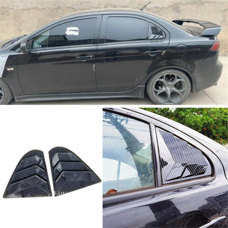 Carbon Fiber Look Window Louver Shutter Cover Side Vent For Mitsubishi Lancer