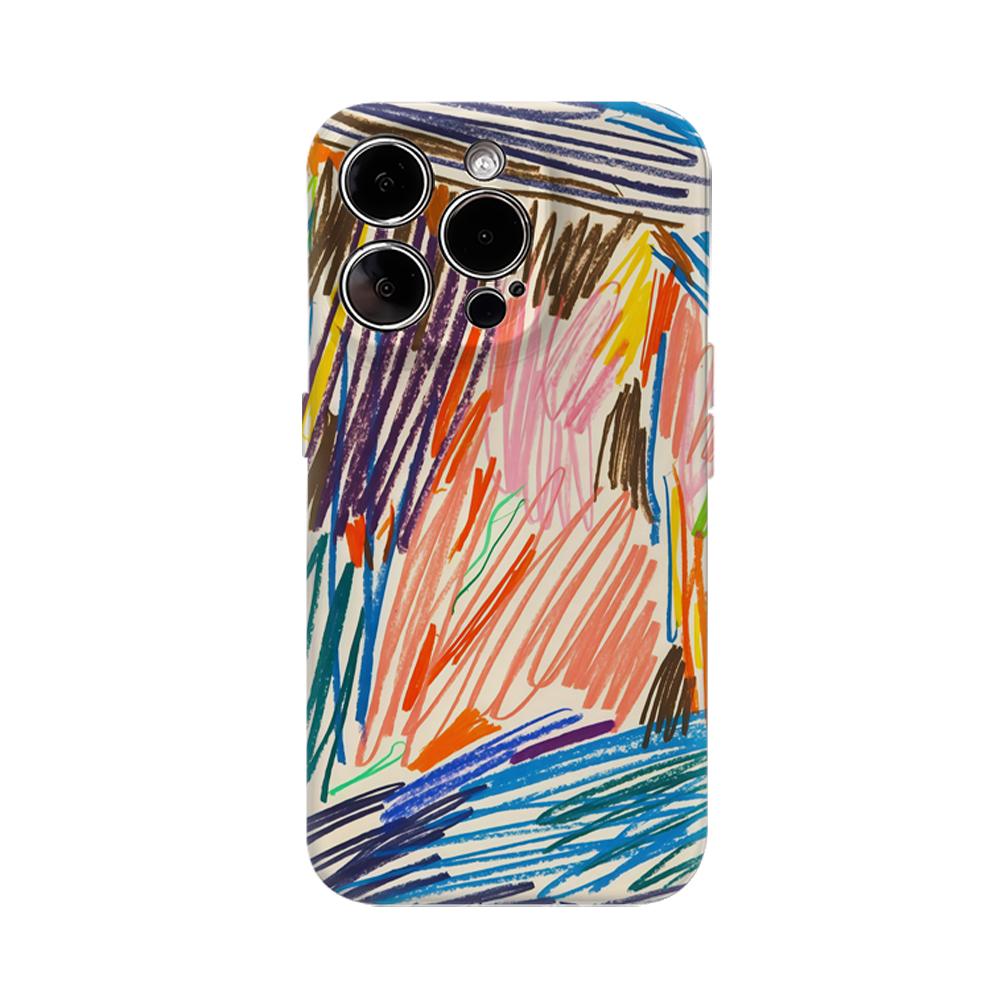Colored Line Drawing Phone Case for IPhone 16 15 14 13 12 11 X XS XR XSMAX 7 8 Pro Max Plus Double-layer Back Cover