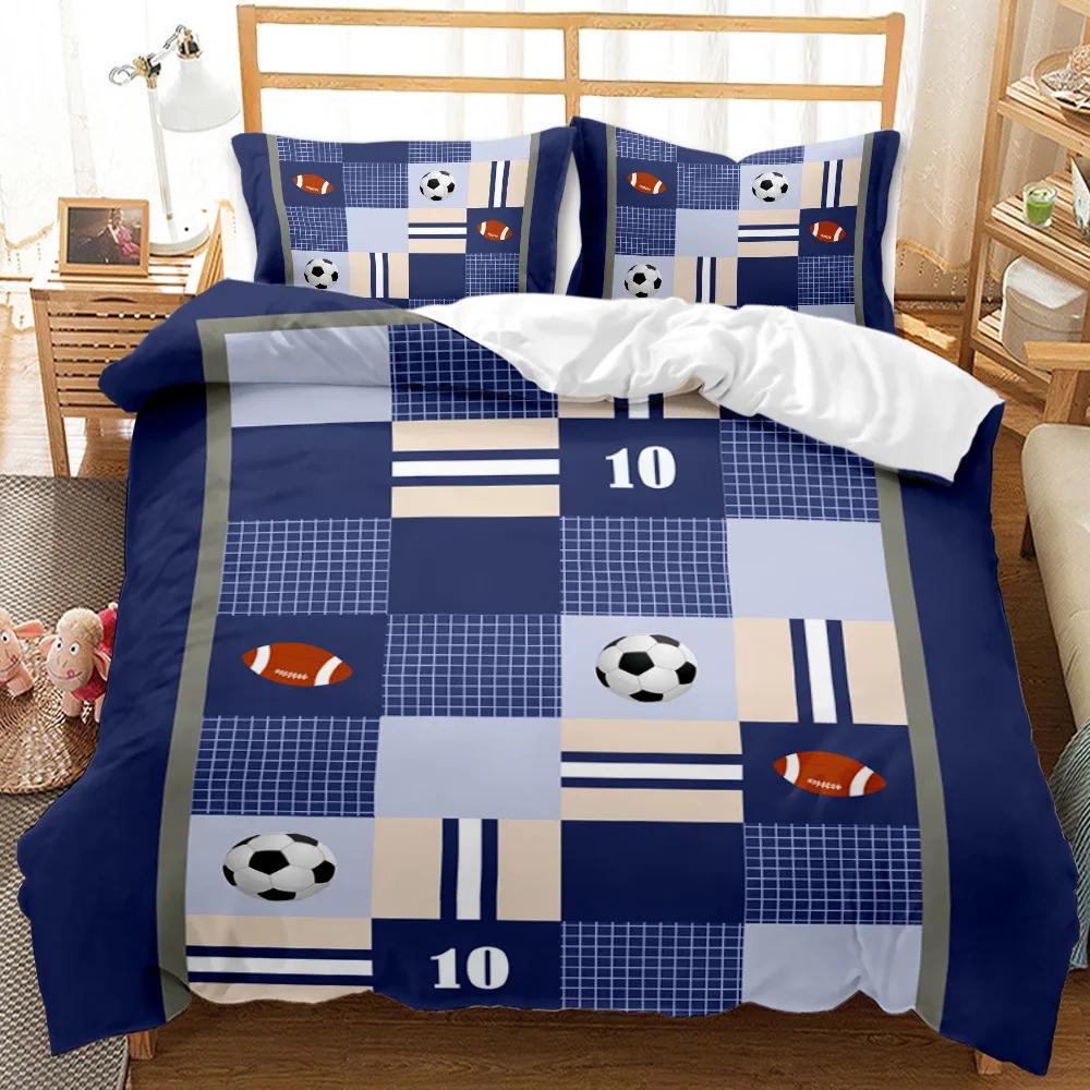 Ball Duvet Cover Set Sports Balls Bedding Set King Size Basketball Football Soccer Baseball Polyester Quilt Cover For Kids Teens