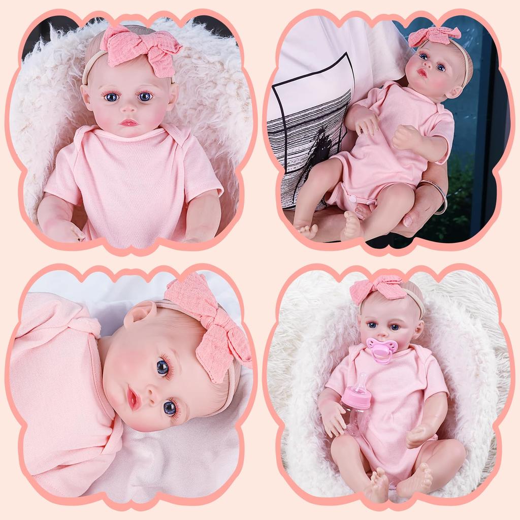 ROERHE Reborn Baby Vinyl Baby Realistic Cloth Perfect for Parenting Doll Therapy Doll, Doll, Girl, Body, 45cm, Newborn, Practice, Gift,