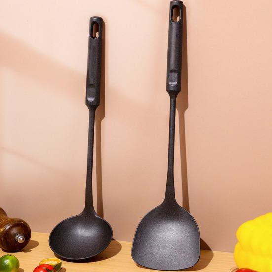 Wok Spatula And Ladle Set Extended Handle Spatula Smooth Edges Soup Spoon Scratch-free Cooking Utensil