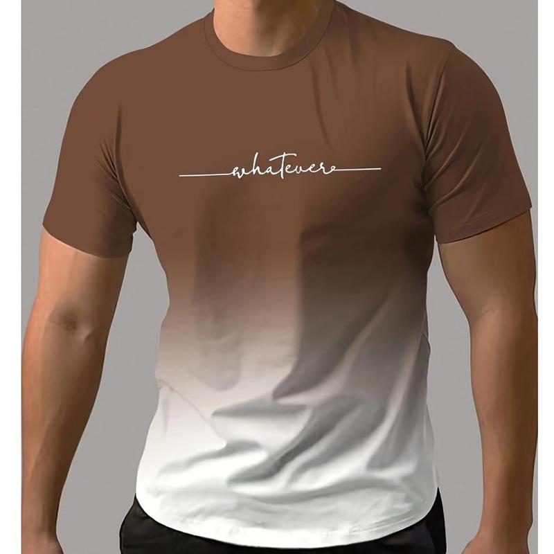 New Summer Men's Fashion T-shirt Personality Gradient Handsome Printed Men's T-shirt Top