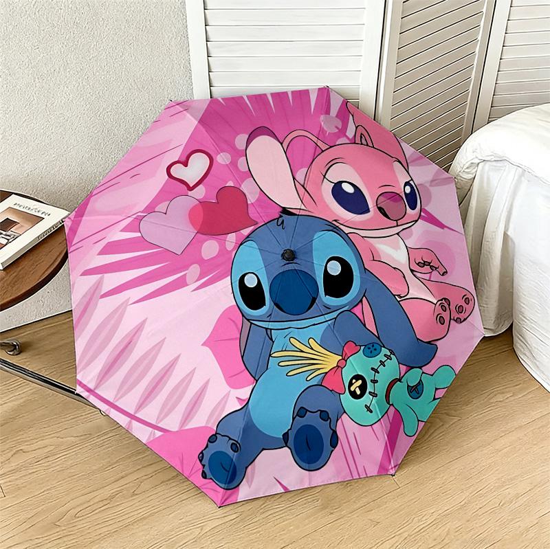 Lilo Stitch Love 8 Ribs 3Fold Black Glue Uv Protection Umbrella Sun Protection Rainproof Compact Folding Umbrella For Travel Daily Use C924729