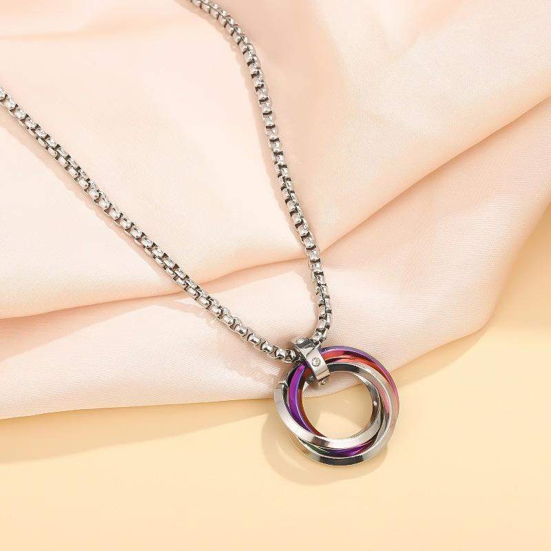 1Pcs Creative Three-Ring Crystal Pendant Necklace - Simple, Elegant, Unique Pendant - Retro Pendant Necklace