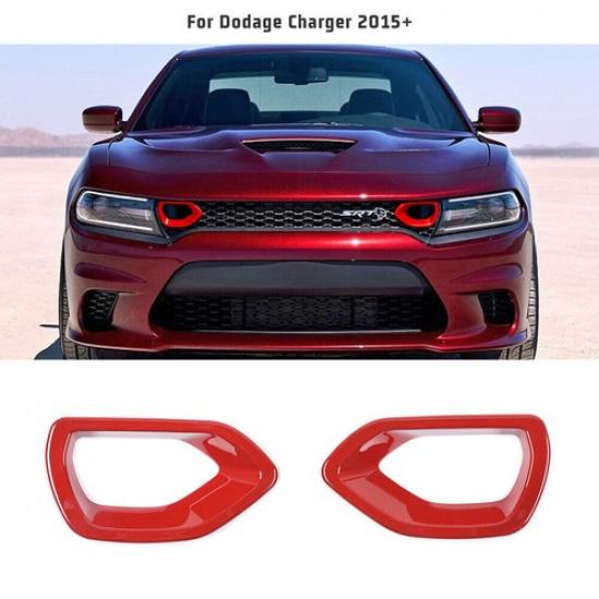 2pcs Front Grille erts Mesh Trim Accessories for 2015- Dodge Charger Red