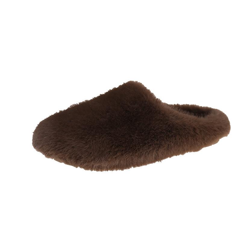 Flat bottom warm fluffy shoes women's new autumn and winter outer wear fluffy lazy bag head cotton mop