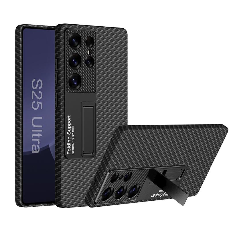 Samsung S25+ Ultra-thin Plain Leather Phone Case: Creative Hard Shell, Stand Function, Protective Cover for S25 Ultra