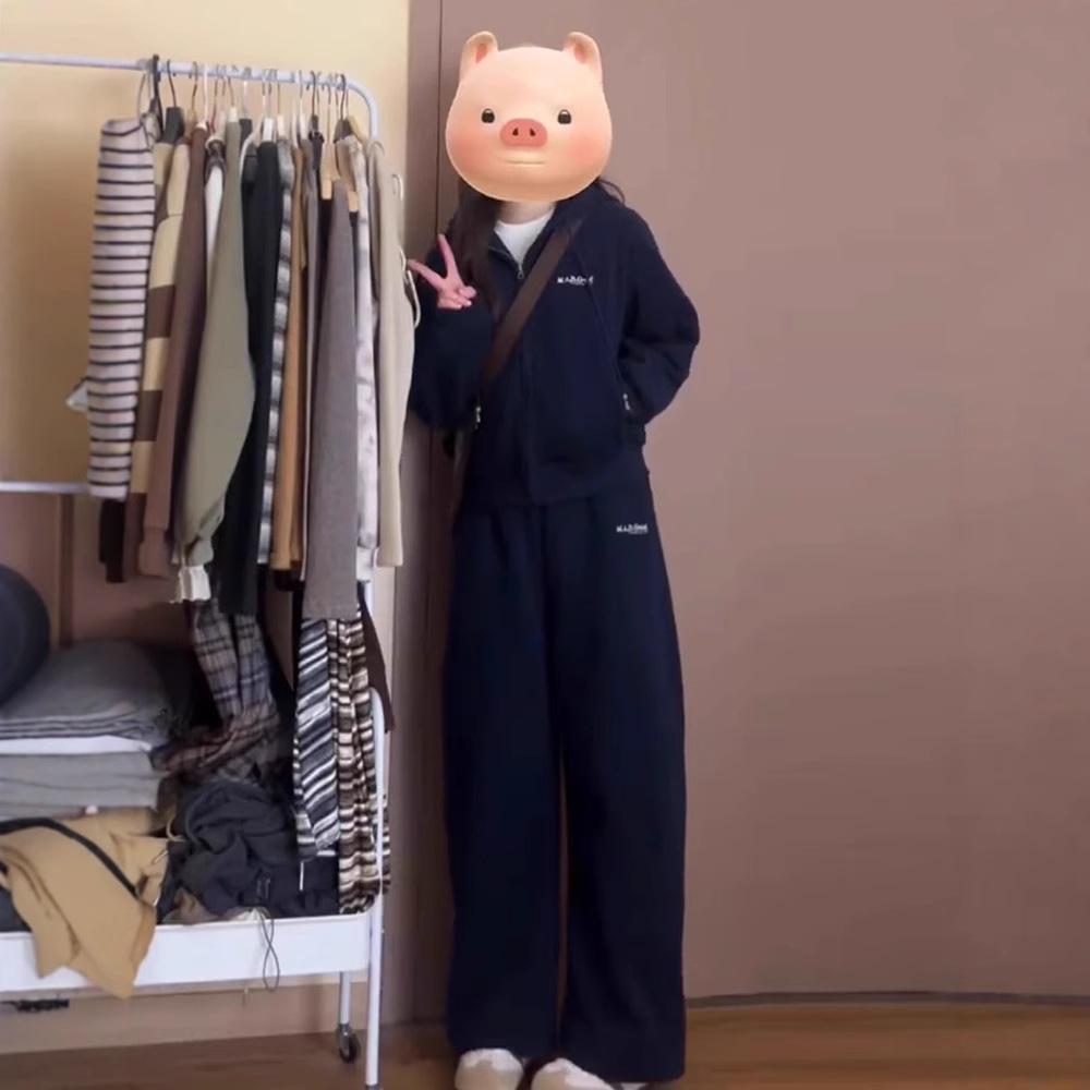 Large size loose sweater sports suit women's autumn fashion, thin and casual, two-piece set fat mm2-150kg