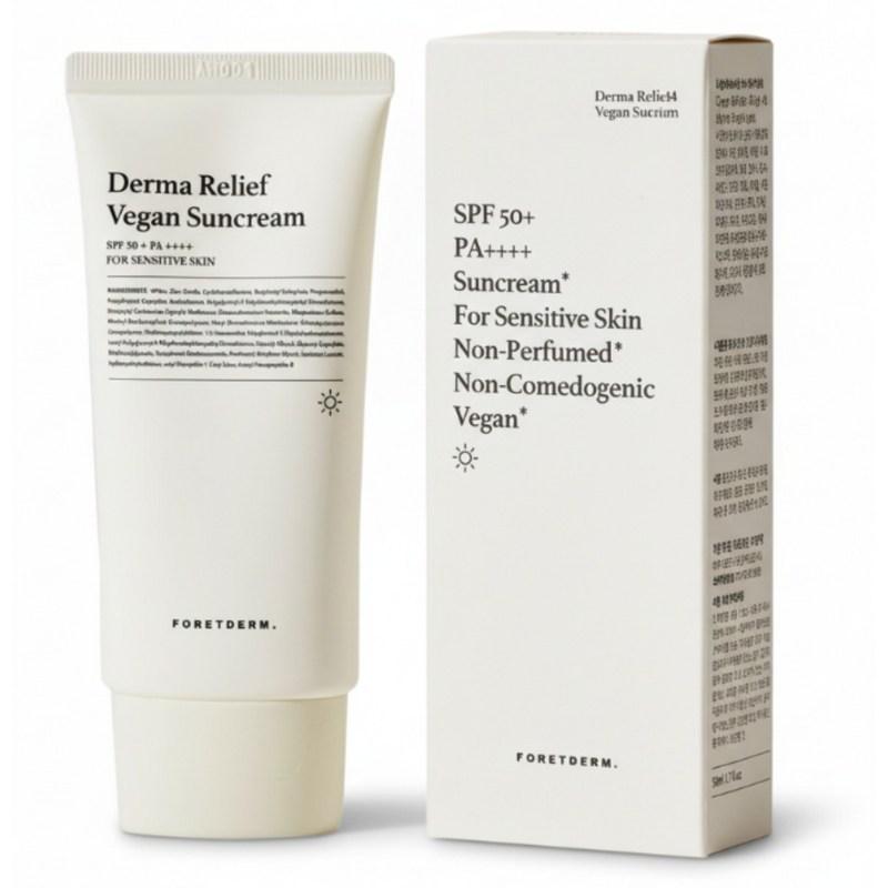 Foretderm Derma Relief Vegan Fragrance-Free Mineral Sunscreen SPF50+ PA++++, 50ml, 1 pcs