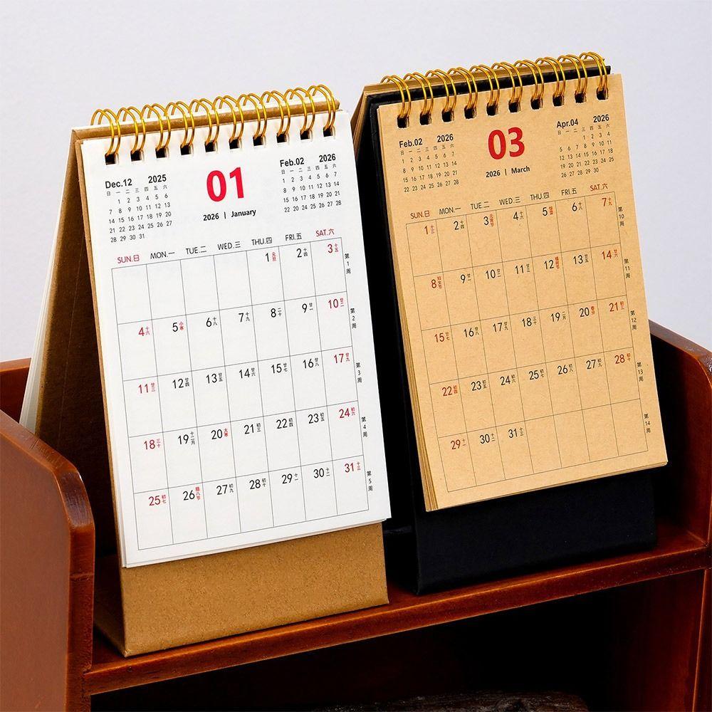 2026 Desktop-Papierkalender Jahresagenda-Organizer Schlichter Stil Planer Terminplaner Heim Büro