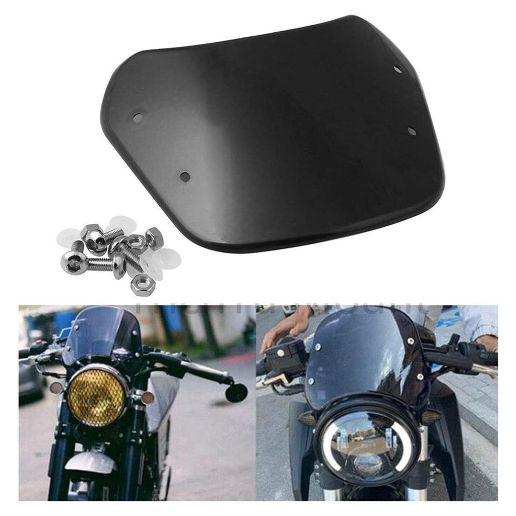 Sporacingrts Motorcycle Windshield Windscreen Cowl Universal Type Part Windscreen Meter Visor with Mounting Hardware (Black)