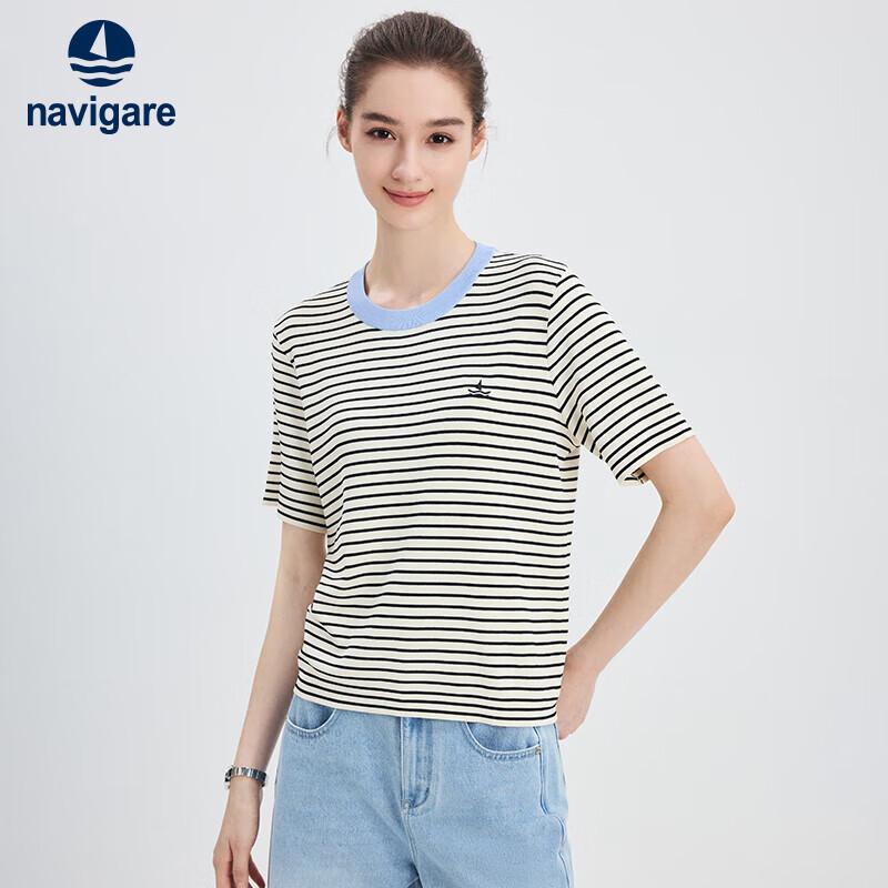 Navigare Women s Striped Knit Sailor Short-Sleeve T-Shirt L