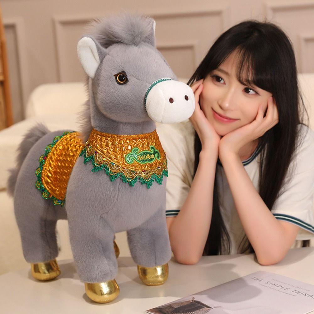 Traditional Mascot Horse Stuffed Toys 25cm Lucky Chinese Zodiac Horse Cute Cartoon Animal Pony Plush Doll New Year