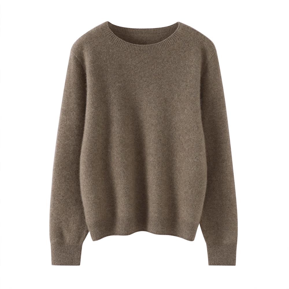 Women's 100% Pure Cashmere Round Neck Sweater - Warm, Soft, Loose Knit Pullover Base Layer