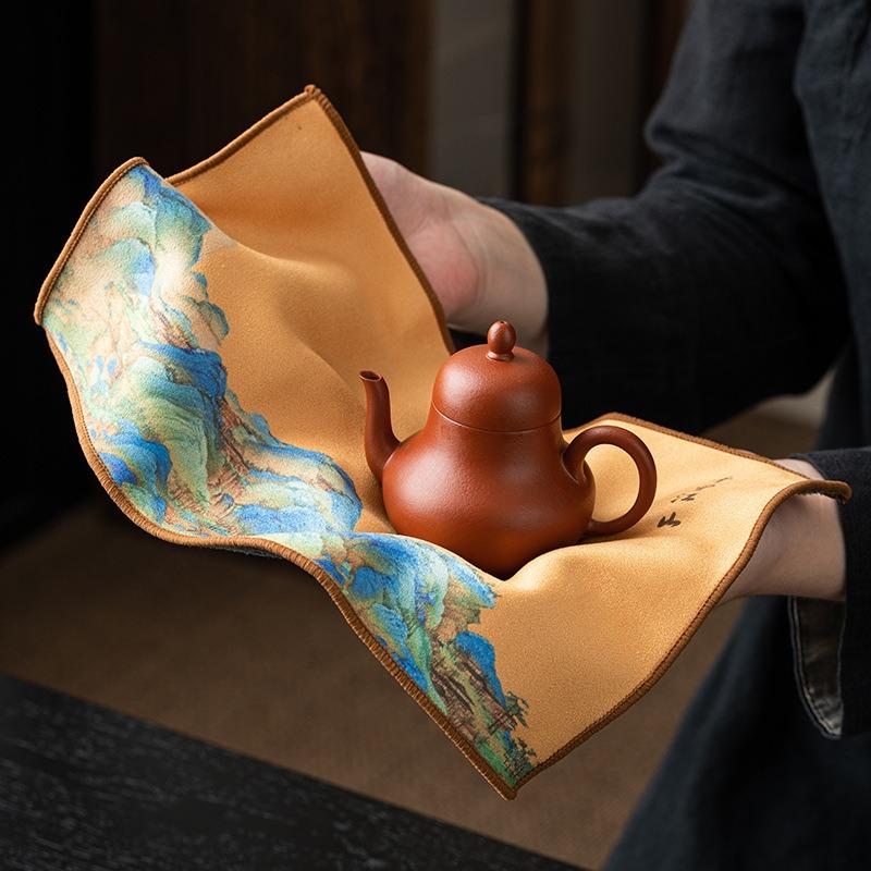 Torchon de cuisine classique chinois Peinture suède Chiffon absorbant Épaissi Chiffon de nettoyage de table Outils ménagers Cuisine