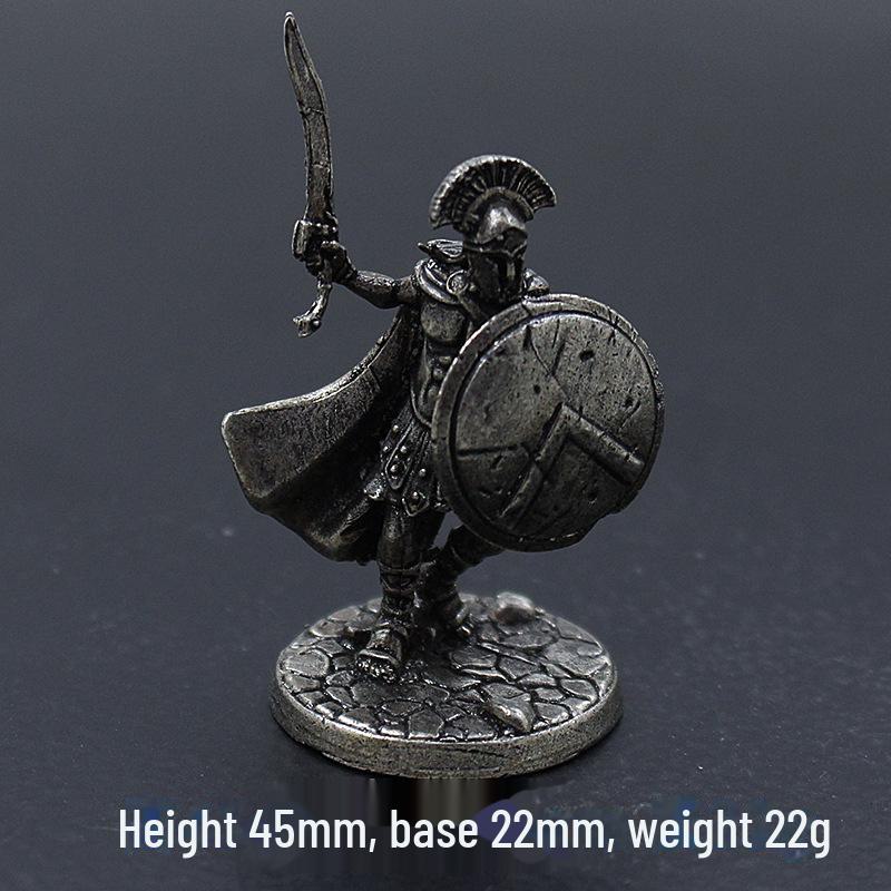 White Copper Spartan Shogun Warrior Chess Piece Ornament – Retro Soldier Toy Gift for Boys
