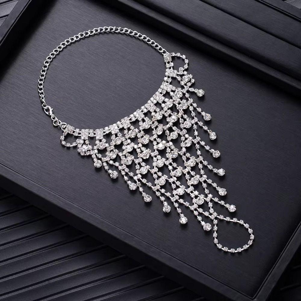 Elegant Rhinestone Bracelet Trendy Hand Crystal Bracelet Chain Finger Bangle Bracelet Beach Party