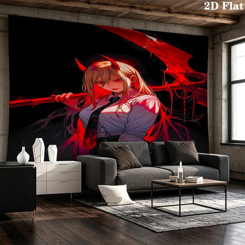 Chainsaw Man Wall Tapestry Aesthetic Wall Hanging Printed Fabric Blanket Decorative Tapestries For Bedroom Living Room Home Decor