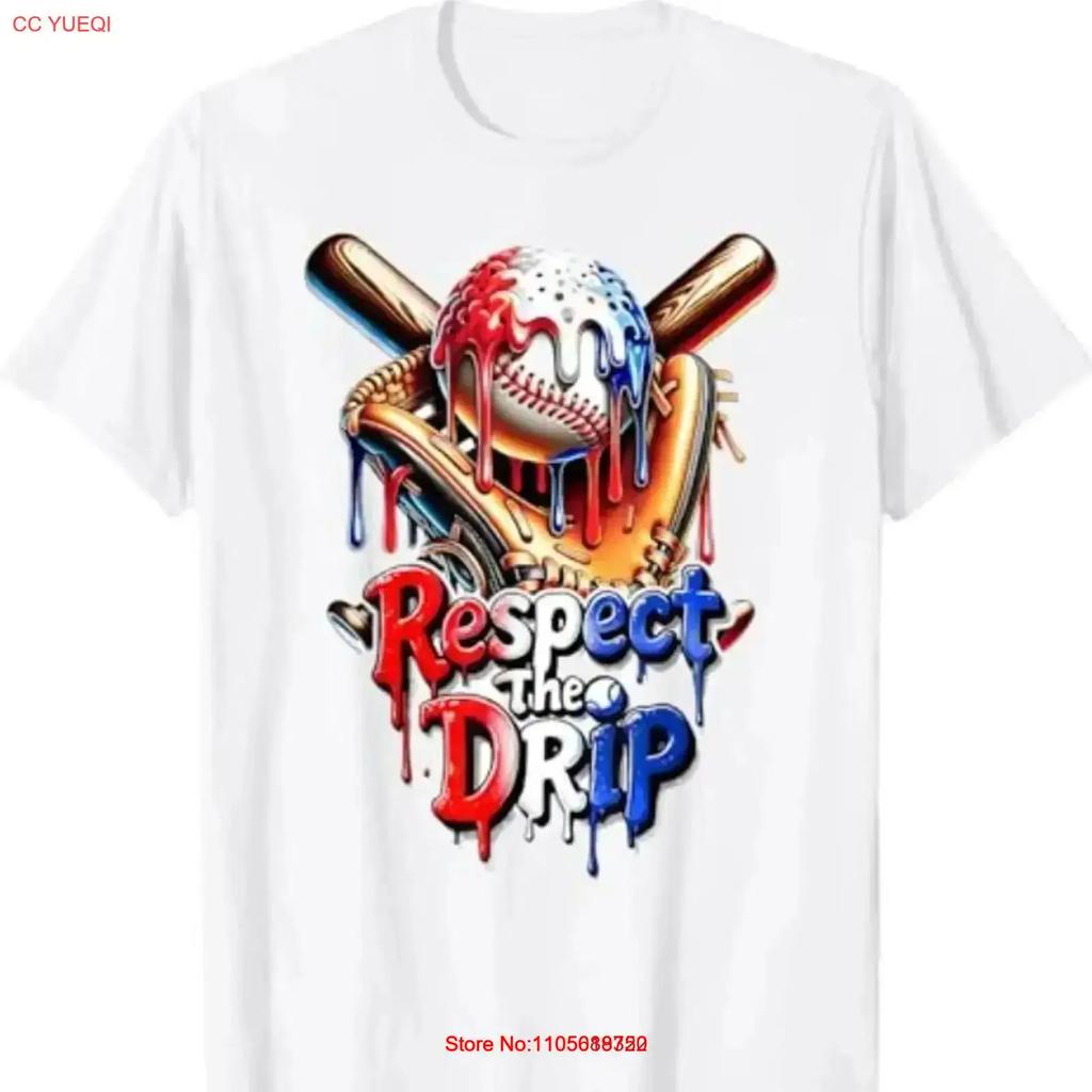 Red White Blue Baseball Ice Cream Drip Youth Boys T Shirt Vintage Soft Casual Streetwear Stylish Fashion Versatile