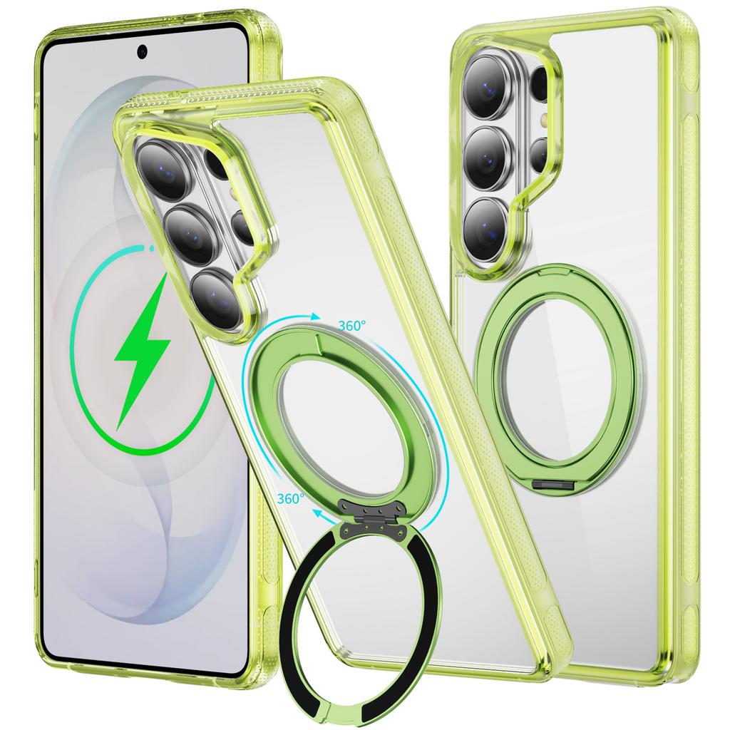 case for Samsung S26 plus ultra 360 gear rotating magnetic bracket phone case transparent With Holder Kickstand Shock Proof