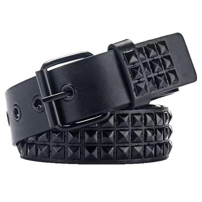 Pasek z ćwiekami dla mężczyzn i stylowy amerykański Bling [NGGNKAA] Kobiety, Punk, Dżinsy, Y2K, Codzienny, Streetwear, Bling, 115 cm, Czarny, Krzykliwy, Dojazd do pracy, (czarny)
