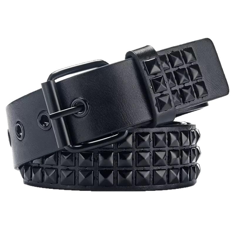 Geponste Riem voor Mannen en American Bling Stijlvol [NGGNKAA] Vrouwen, Punk, Jeans, Y2K, Casual, Streetwear, Bling, 115cm, Zwart, Opvallend, Woon-werkverkeer,