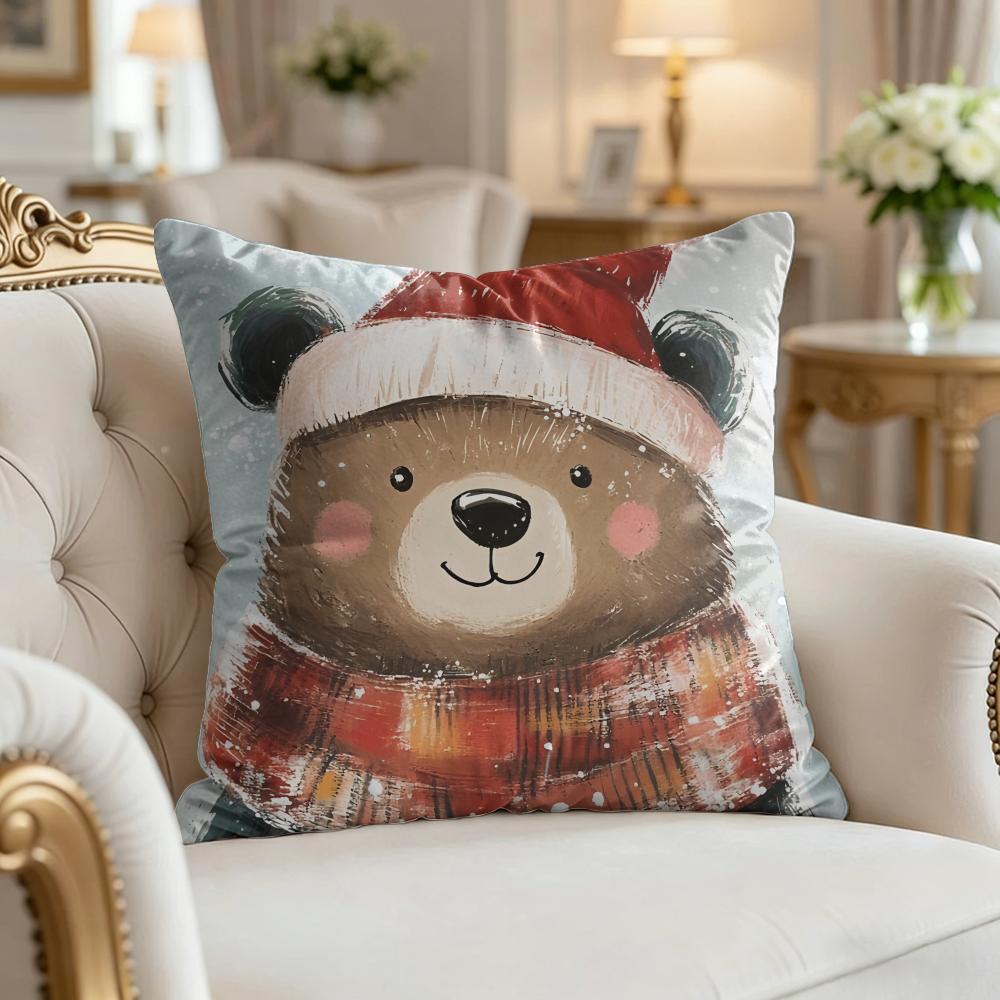 Winter Cartoon Animals Cute Cushion Cover Silky Short Plush Invisible Zipper Dustproof Sofa Pillow Case For Home Decor