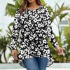 Moda Donna Taglia Grande Girocollo Manica Lunga Stampa Casual Ampio Pullover Top