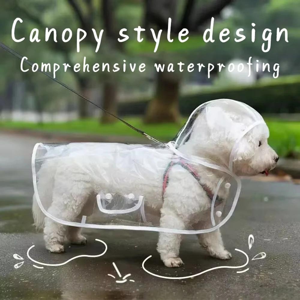 Dogs Going Out Transparent Waterproof Raincoat With Hat Raincoat For Small And Medium-sized Dogs For Rainy Days Walking