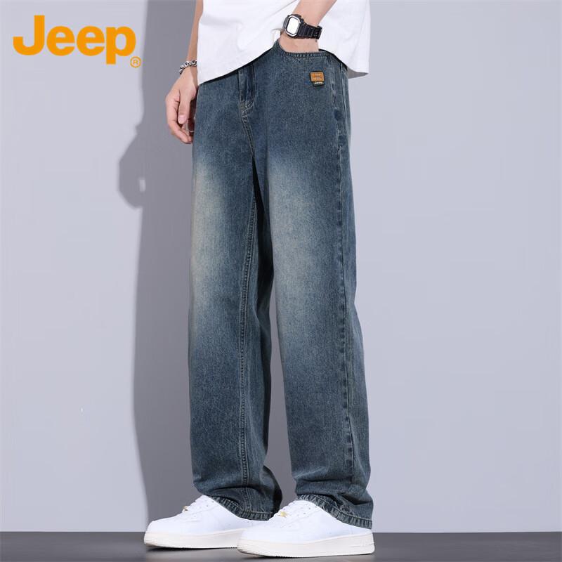 JEEP Men's Jeans, Spring And Summer Straight-Leg Casual Pants