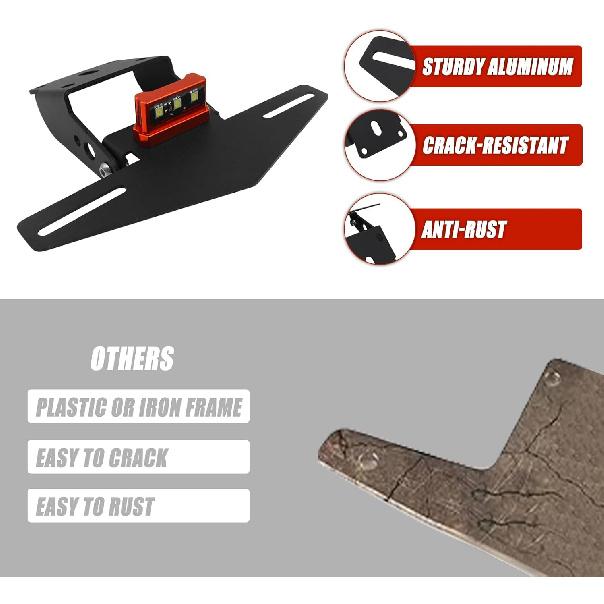 Motorcycle Rear License Plate Bracket Holder with LED Light for 125 250 390 200 2017-2023