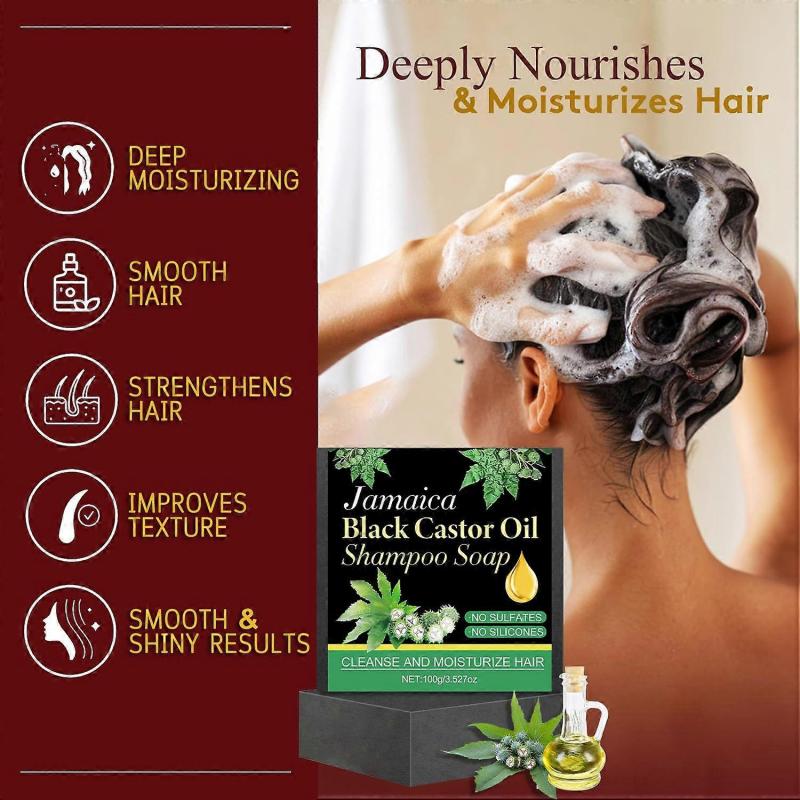 3Pcs Black Castor Oil for Hair Care Set, Castor Oil Shampoo Bar+Castor Oil Hair Mask+Castor Oil Hair Oil, Gentle Cleansing,Strengthen,Moisturizing,Rep