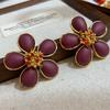 Temperament Matte Metal Matte Flower Stud Earrings, Simple And Retro Design Women