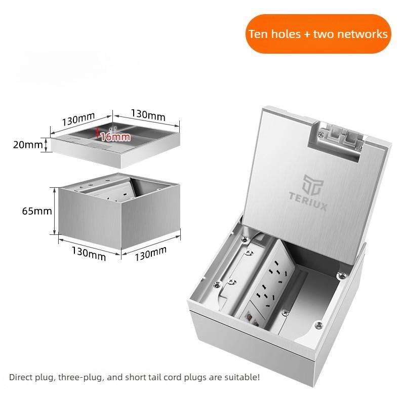 Flat And Ultra-thin Socket Stainless Steel Waterproof Power Socket Household Invisible Embedded Floor Socket