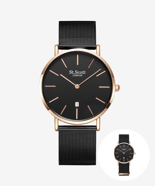 

[St Scott London] St Scott London Nova Date Mesh Watch with NATO Band Set ST5503M-SET ST5503M-SSS GR