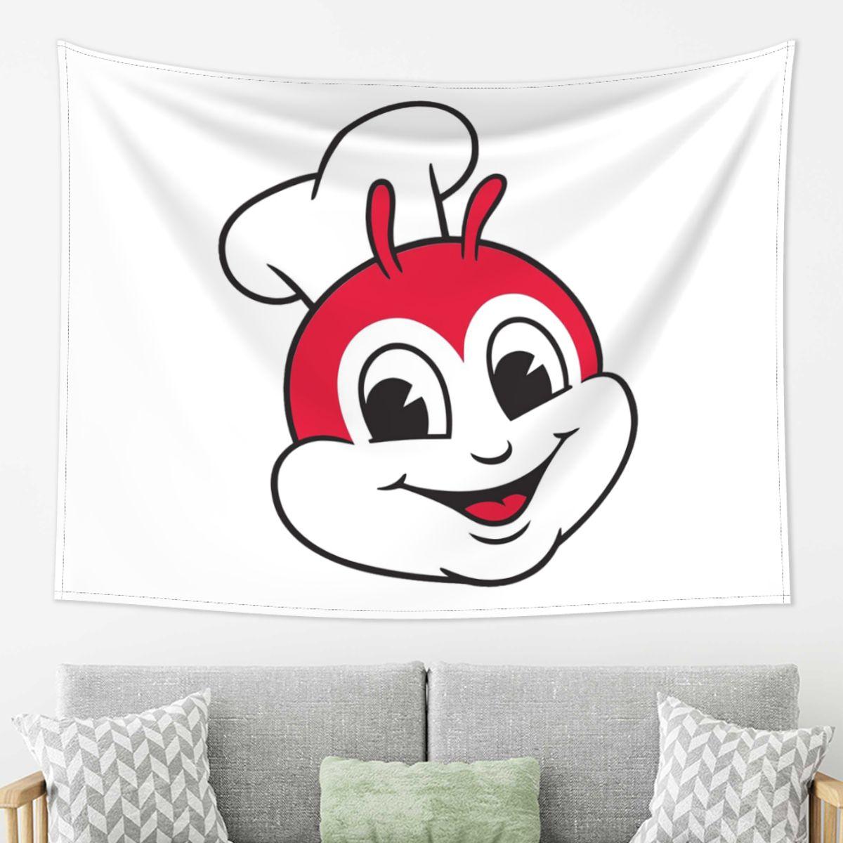 Jollibee Mascot Tapestry Wall Hanging Aesthetic Home Decoration Tapestries for Dorm Room 74x94cm(29x37in)