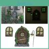 Fairy Miniature 4pcs Tree Door Window Door Glow Gnome Elf Home Statues Sculpture