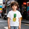 T-shirt Manches Courtes en Coton Motif Ananas pour Enfants Vacances à la Plage Toutes Saisons Décontracté Quotidien Tenue de Fête Lavable en Machine